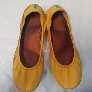 Mustard yellow Tieks leather flats size 12 used